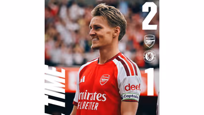 Martin Odegaard celebrating. (Photo: @arsenal X)