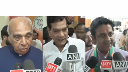 BJP MP Jagdambika Pal, Uttar Pradesh Minister AK Sharma and BJP MP and actor Ravi Kishan Shukla (Photo/ANI)