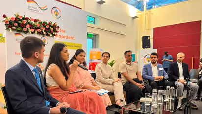 Delegates participate in a panel discussion during the Indo-German development policy negotiations held at the German Embassy in New Delhi. (Image Source: German Embassy, New Delhi)