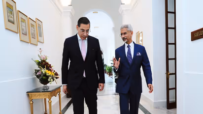 EAM Jaishankar with his Cyprus counterpart Constantinos Kombos in New Delhi (Photo:X/@DrSJaishankar)