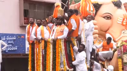 Devotees celebrating the winner of Balapur Ganesh Laddu auction (Photo/ANI)