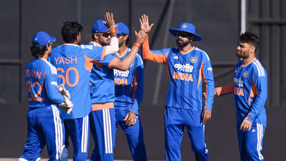 Indian cricket team celebrating a wicket against Zimbabwe. (Photo: X/ @BCCI)