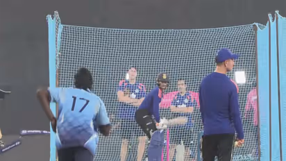 Abhishek Sharma in nets. (Photo: ANI)