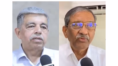 Rajesh B. Lund, President, Chamber of Commerce, Coimbatore and Potluri Bhaskar Rao, President, Andhra Pradesh Chamber of Commerce. (Photo: ANI)