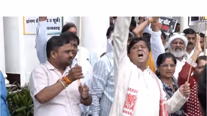 Congress stage protest in Lucknow (Photo/ANI)