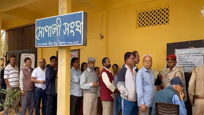 Voting line for 2026 Assembly elections in Assam. (Photo/ANI)