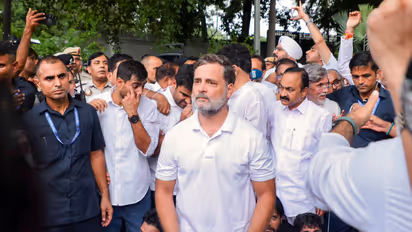 Rahul Gandhi, who is LoP in Lok Sabha, at Congress protest (Photo/ANI)