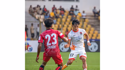 Punjab FC player trying to take the ball against Churchill Brothers in an ISL 2026-27 match. (Photo: Punjab FC)