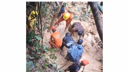 Rescue teams search for survivors after a landslide in Nagaland (Photo/DIPR)