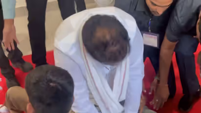 Telangana Minister Vakiti Srihari performs CPR on IAS Officer's PS after he collapses at assembly (Photo: Congress PRO)