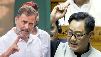 LoP in Lok Sabha Rahul Gandhi and Union Minister Kiren Rijiju (Photo/ANI)