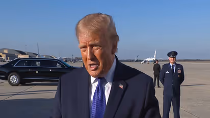 US President Donald Trump speaks with the media as he arrives at Joint Base Andrews, Maryland, US. (Photo/YouTube)