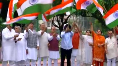 Delhi MLAs at today's Tiranga Yatra (photo/ANI)