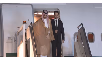 Saudi Foreign Minister Prince Faisal bin Farhan Al Saud upon his arrival in New Delhi to attend the 18th BRICS Summit. (Photo/ANI)