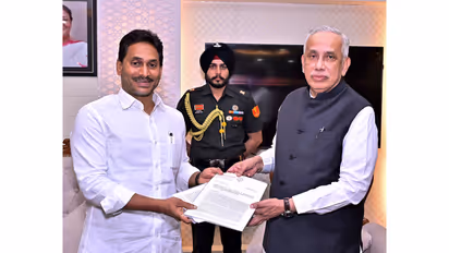 YSRCP chief YS Jagan Mohan Reddy with Governor Abdul Nazeer (Photo: @YSRCParty/X)