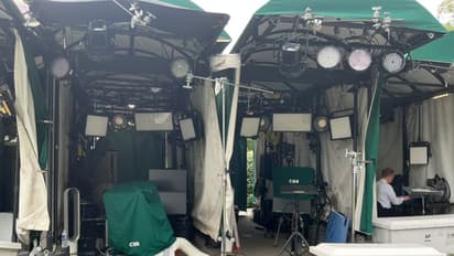 CNN's broadcast booth on the White House grounds stands vacant with equipment covered after US President Donald trump revoked the network's media access (Photo/ANI)