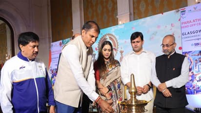 Paralympic Committee of India President Devendra Jhajharia; PCI Chairperson Payal Kanodia and Haryana Sports Minister Gaurav Gautam. (Photo/PCI)
