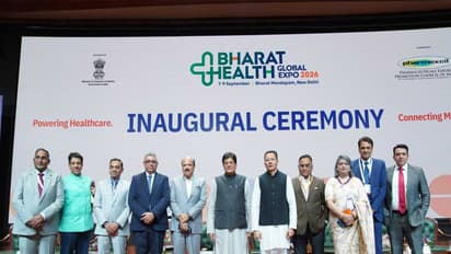 Union Minister Piyush Goyal along with other dignitaries at the Bharat Health Global Expo 2026 (Photo/ANI)
