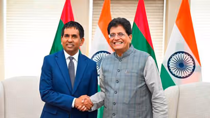 Union Minister of Commerce and Industry Shri Piyush Goyal and Mr. Mohamed Saeed, Minister of Economic Development, Transport and Trade of the Maldives (Photo/PIB)