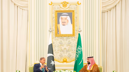 Pakistan Prime Minister Shehbaz Sharif with Crown Prince and Prime Minister of Saudi Arabia Mohammed bin Salman bin Abdulaziz Al Saud (File Photo/X@KSAmofaEN)