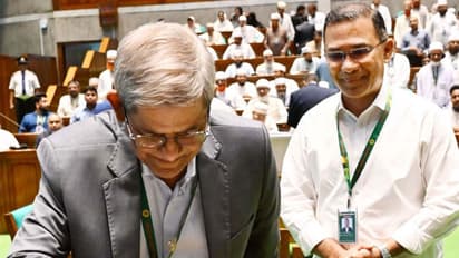 Former Secretary General of Bangladesh Nationalist Party (BNP) Mirza Fakhrul Islam Alamgir casting his vote alongside Bangladesh Prime Minister Tarique Rahman (Photo/PID Bangladesh)