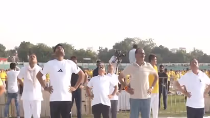 Yoga camp organised at KD Singh Babu Stadium in Lucknow (Photo/ANI)