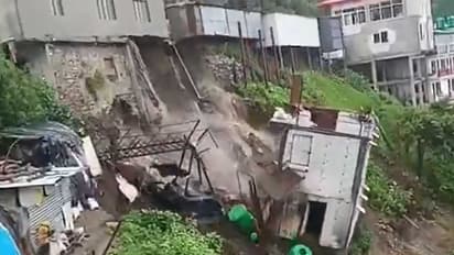 Landslide near shops at Kaddukhal on National Highway 707A (Photo/ANI)