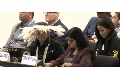 Hafeezan Wadhio, an executive committee member of the World Sindhi Congress (WSC), addresses the 63rd session of the United Nations Human Rights Council (UNHRC) in Geneva. (Photo/UNTV)