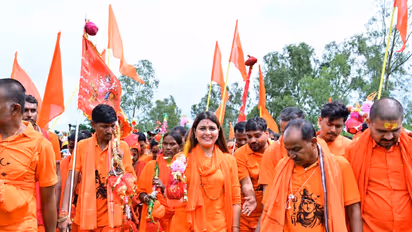 BJP MLA Bhawna Bohra leading Kanwar Yatra from Amarkantak (Photo/ANI)