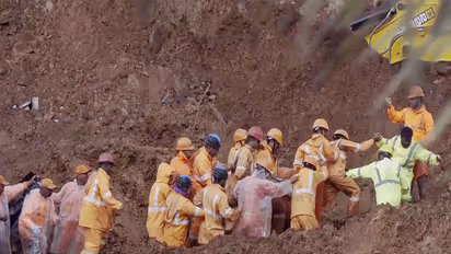 Rescue teams continue search operation at Wayanad landslide site. (Photo/ANI)