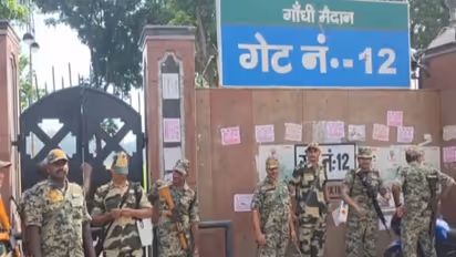 Heavy security at Gandhi Maidan, Patna (Photo/ANI)