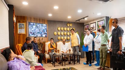 Manipur CM visits victims' mother in hospital (Photo/x/@YKhemchandSingh)