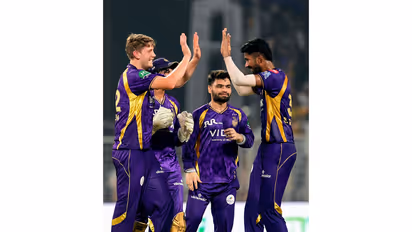 KKR players celebrarting during IPL 2026 clash against MI (Photo: ANI)