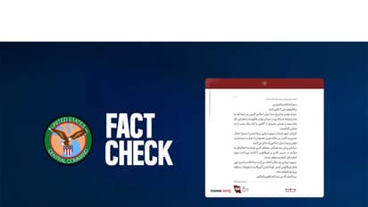 US Central Command (CENTCOM) shares a fact-check graphic alongside a Tasnim News document concerning IRGC claims over navigation through the Strait of Hormuz. (Photo: X/@CENTCOM)