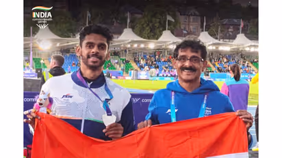 Indian long jumper Murali Sreeshankar (L) at Glasgow 2026. (Photo: X/ @WeAreTeamIndia)