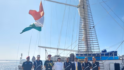INS Sudarshini arrives at Portugal (Photo/Ministry of Defence)