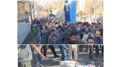 Visuals of protest in Bandipora and Ramban (Photo/ANI)