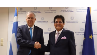 Piyush Goyal with Takis Theodorikakos, Minister of Development of Greece (Photo/X_@PiyushGoyal)