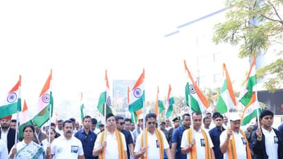 Tripura CM Manik Saha flags off unity march. (Photo/ANI)