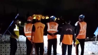 Rescue workers on move after rains trigger flashfloods in Kashmir's Budgam district (Photo/ANI)