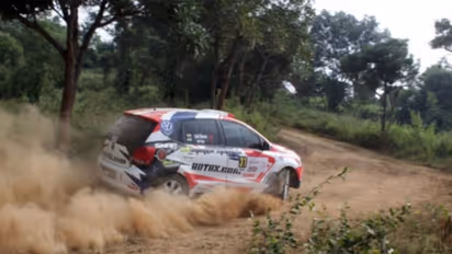 Kishen Nanjappa in action during Indian National Rally Championship (Image: FMSCI)