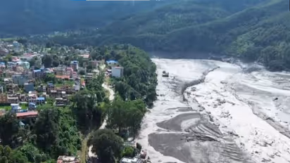 Drone visuals of flood-affected areas in Nuwakot district of Nepal (Photo/ANI)