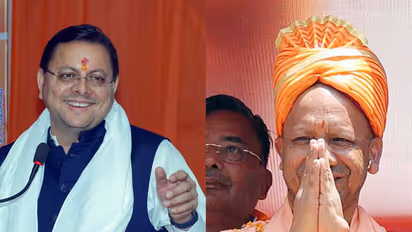 Uttarakhand CM Pushkar Singh Dhami, Uttar Pradesh CM Yogi Adityanath (File photo/ANI)