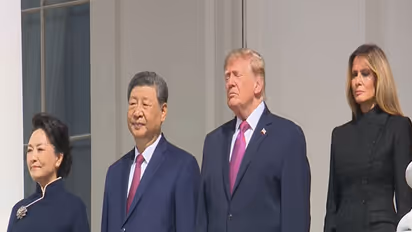 US President Donald Trump and Chinese President Xi Jinping observe US Marine Corps Silent Drill Platoon review at White House (Photo/Youtube/White House)