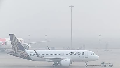 An aircraft awaits take-off at the runway as dense smog reduced visibility and engulfed IGI airport (File Photo/ANI)
