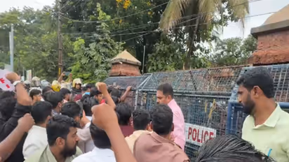 DYFI) took out a march to the Kannur Collectorate, (Photo/ANI)
