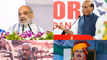 Union Home Minister Amit Shah, Defence Minister Rajnath Singh, External Affairs Minister S Jaishankar and Union Minister JP Nadda (FilePhoto/ANI)