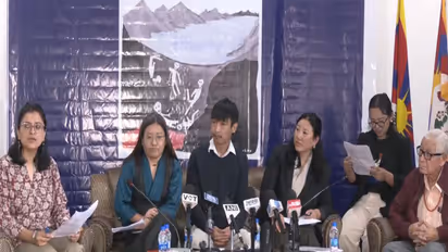 International Tibet Network (ITN) and Students For A Free Tibet-India (SFT-India) members hold a press conference in Himachal Pradesh (Photo/ANI)