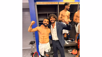 Mohamed Salah with Mohamed Elneny. (Photo: @ElNennY X)