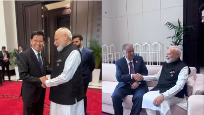 Prime Minister Narendra Modi meets Lao People's Democratic Republic (PDR) President Thongloun Sisoulith and Tajikistan President Emomali Rahmon on the sidelines of the SCO Summit in Bishkek, Kyrgyzstan (Photo: x/@narendramodi)